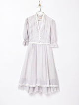 70s GUNNE SAX 小花柄ドレス ホワイト×ラベンダー