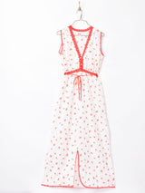 チェリー柄 スリーブレスワンピース