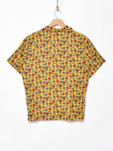 【3色展開】Elcaminoサンフラワー 総柄 オープンカラー半袖シャツ