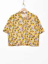 Elcaminoチャイナボタン 半袖花柄シャツ