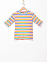 【3色展開】Meridianマルチボーダー 5分袖Tシャツ