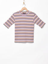 【3色展開】Meridianマルチボーダー 5分袖Tシャツ