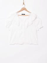 【2色展開】Meridianラッフルレース 半袖シャツ