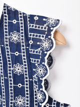 【2色展開】Meridian刺繍 ノースリーブフリルトップス
