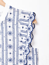 【2色展開】Meridian刺繍 ノースリーブフリルトップス