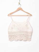 Elcaminoクロシェ切り替え 刺繍 キャミソール