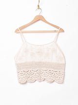 Elcaminoクロシェ切り替え 刺繍 キャミソール