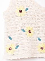 【2色展開】Meridianフラワー刺繍 クロップド クロシェトップス