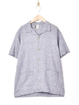 オープンカラー 半袖リネンシャツ