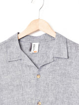 オープンカラー 半袖リネンシャツ