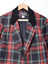 タータンチェック ベロア切り替え テーラードジャケット