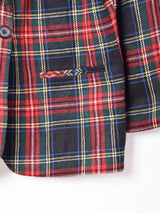 タータンチェック ベロア切り替え テーラードジャケット