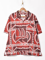 総柄 半袖 オープンカラーシャツ