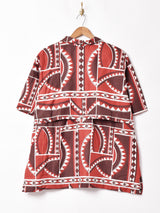 総柄 半袖 オープンカラーシャツ