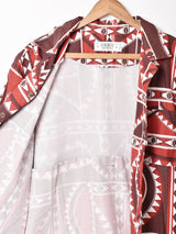 総柄 半袖 オープンカラーシャツ