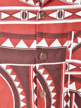 総柄 半袖 オープンカラーシャツ