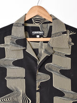 2トーン 総柄 半袖 オープンカラーシャツ