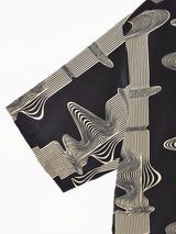 2トーン 総柄 半袖 オープンカラーシャツ