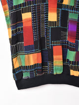 総柄 マルチカラー 半袖プルオーバーシャツ