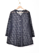 ノーカラー 長袖 レーストップス