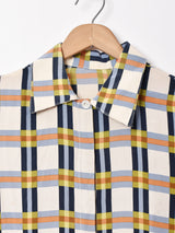 チェック 長袖 シルクシャツ