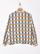 チェック 長袖 シルクシャツ