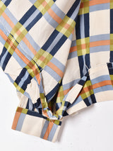 チェック 長袖 シルクシャツ