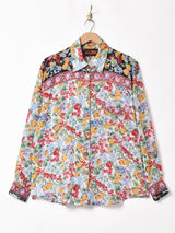 花柄 長袖 シアーシャツ