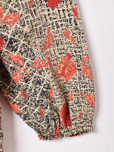 総柄 オープンカラー 長袖シャツ