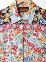 花柄 長袖 シアーシャツ