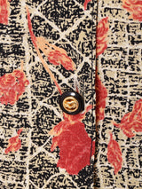 総柄 オープンカラー 長袖シャツ