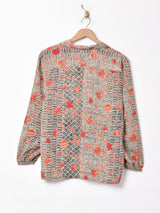 総柄 オープンカラー 長袖シャツ