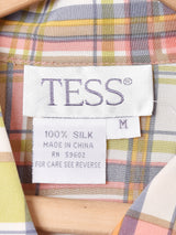 チェック 長袖 シルクシャツ