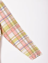 チェック 長袖 シルクシャツ