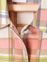 チェック 長袖 シルクシャツ