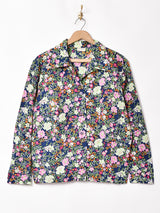 花柄 長袖 オープンカラーシャツ