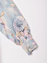 花柄 オープンカラー 長袖シャツ