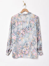 花柄 オープンカラー 長袖シャツ