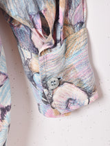 花柄 オープンカラー 長袖シャツ