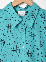 総柄 エポレット付き 長袖シャツ