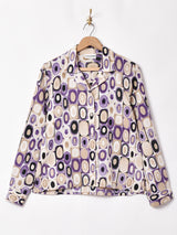 総柄 長袖 オープンカラーシャツ