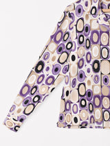 総柄 長袖 オープンカラーシャツ