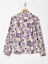 総柄 長袖 オープンカラーシャツ