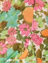 花柄 長袖 シアーシャツ