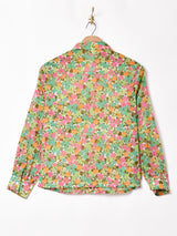 花柄 長袖 シアーシャツ