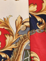 スカーフ柄 ノーカラー 長袖シャツ