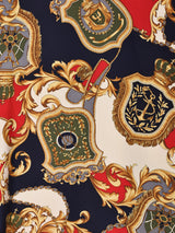 スカーフ柄 ノーカラー 長袖シャツ