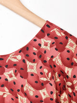 総柄 フレンチスリーブ ティアードワンピース