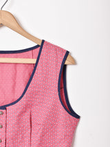 総柄 スリーブレスチロルワンピース