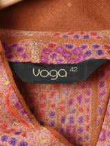 イタリア製 長袖 ベルト付き総柄ワンピース